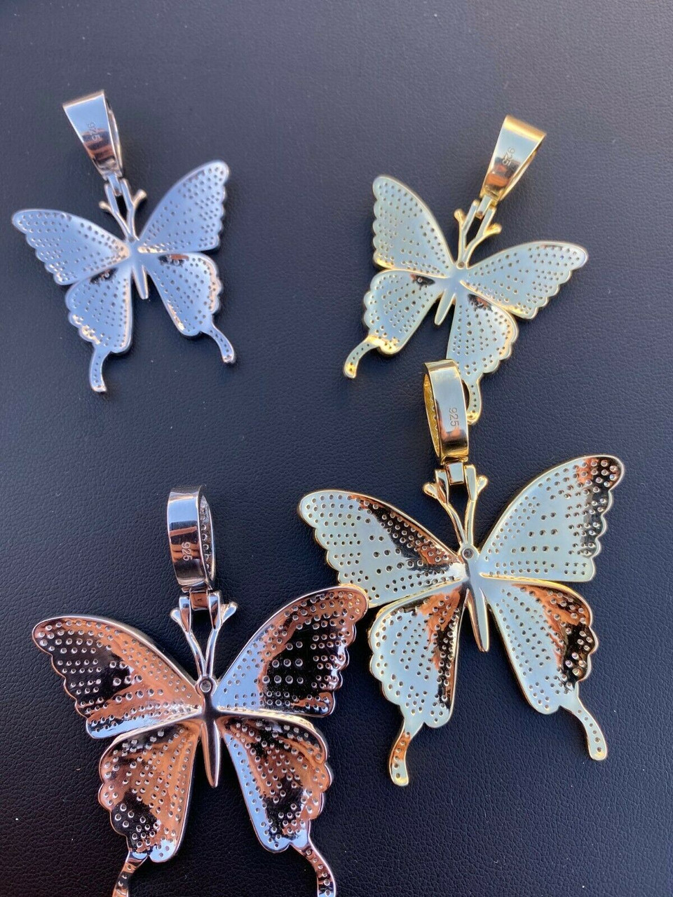 Hip Hop Butterfly Piece - Mens Ladies Iced Real 925 Silver