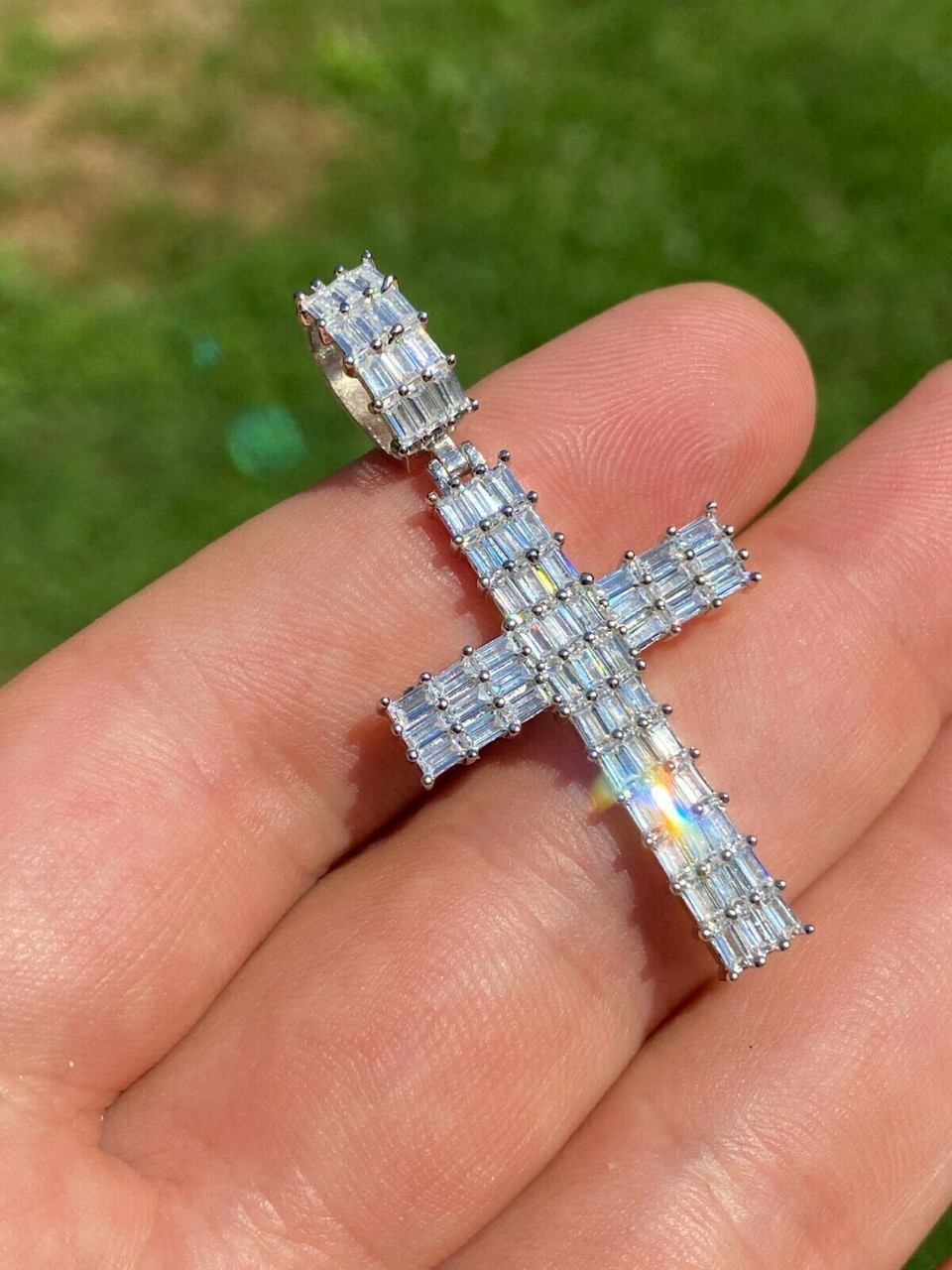 アクセサリー glitter Baguette Diamond Cross Necklace Baguette Diamond Cross Necklace | Glitter