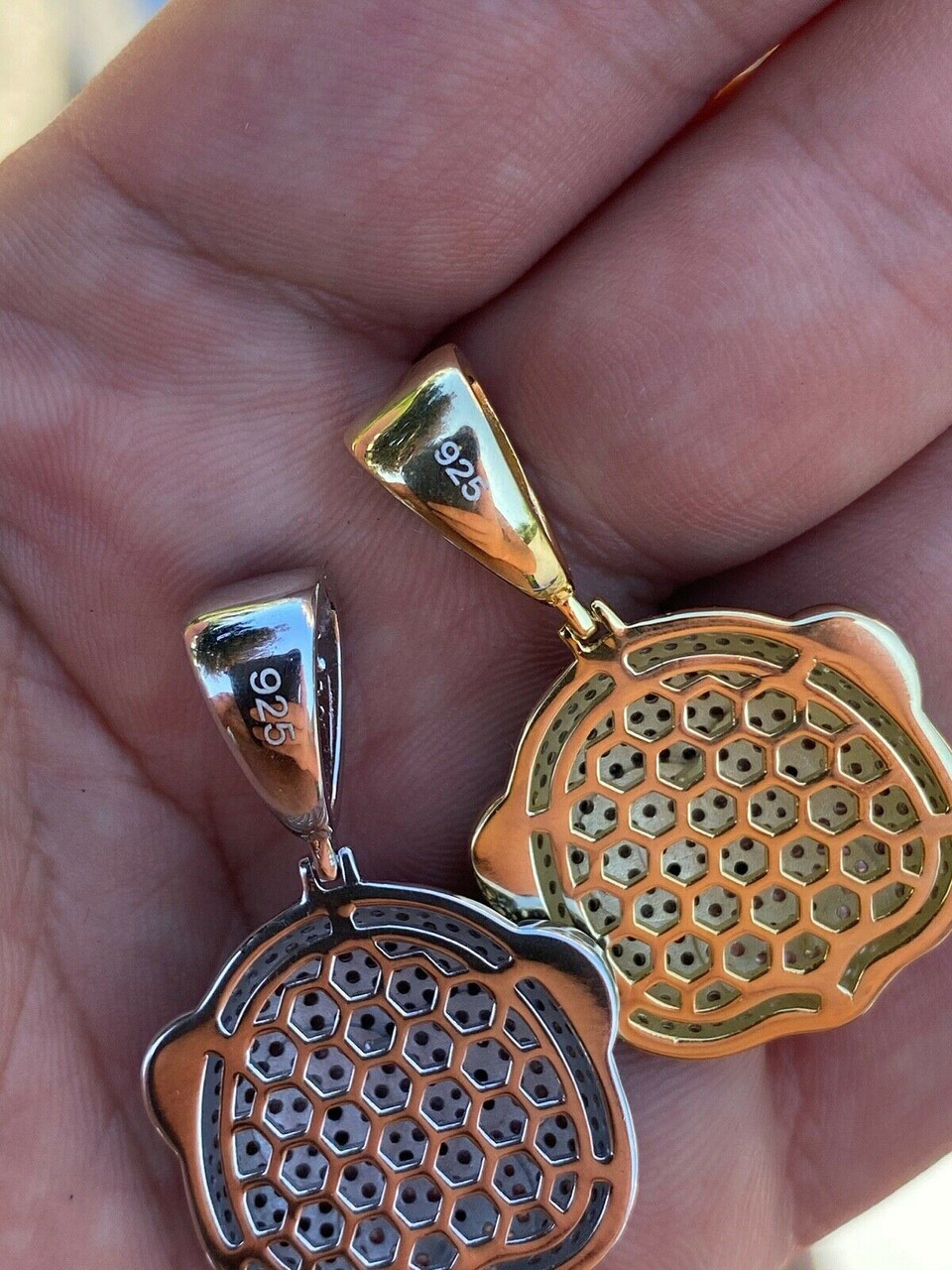 Real Solid 925 Silver Hip Hop Monkey Face Emoji Pendant