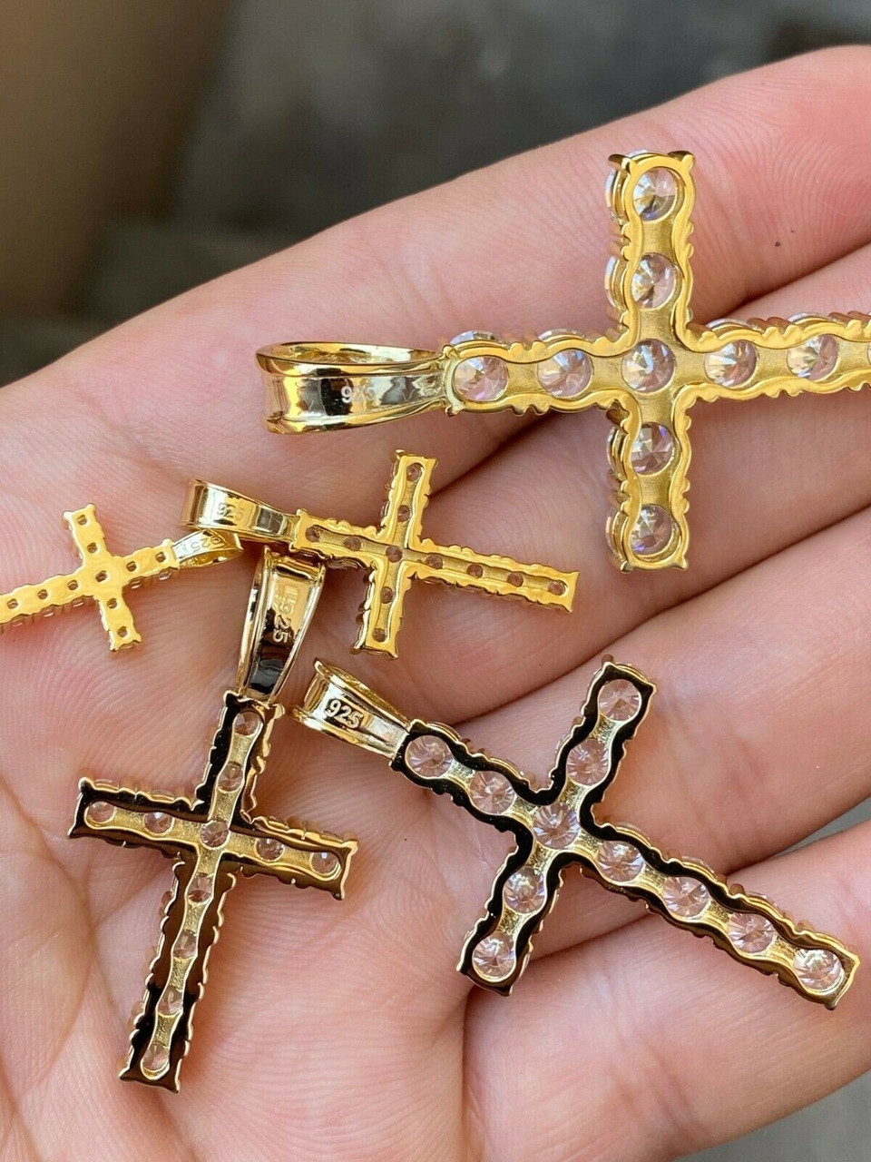 アクセサリー Iced Out Cross Tennis Chain Necklace Cubic Zirconia Jesus Cross Necklace (Iced Out Tennis Chain