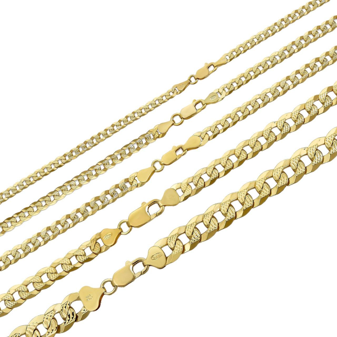 Men's Cuban Link Chain Real 14k Gold Solid 925 Silver Diamond