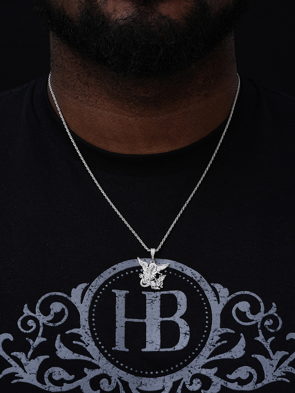 Real 925 Silver Saint Michael Archangel Necklace Pendant