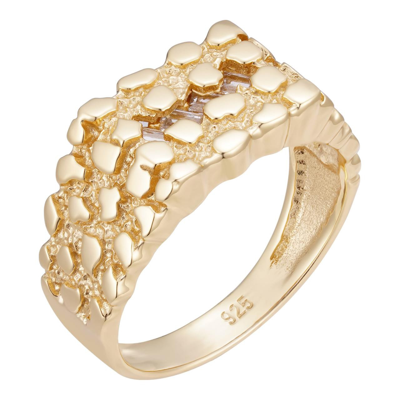 14k Gold Over REAL Solid 925 Sterling Silver Nugget Ring