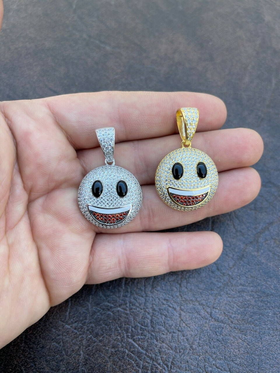 ☺Himi☺ Real Solid 925 Silver Hip Hop Monkey Face Emoji Pendant