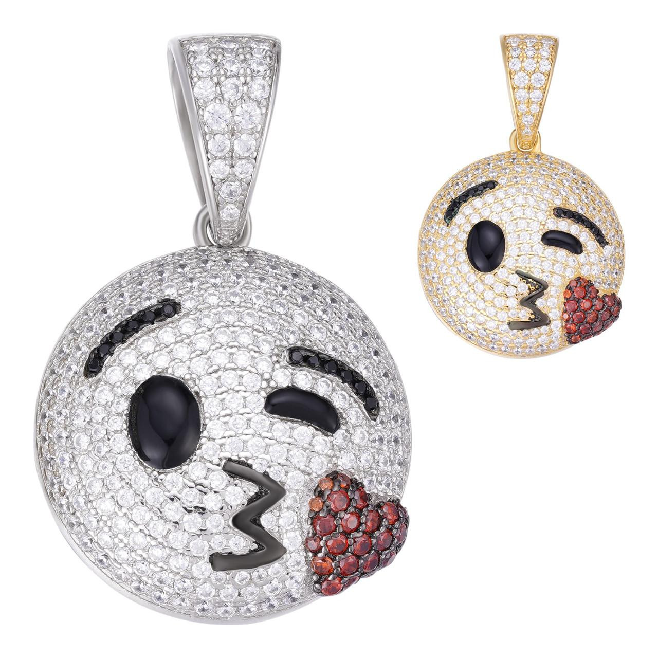 えみふる⌣̈⃝ ♡ ⌣̈⃝ ♡ Kiss Face Emoji Pendant - 14k Gold Vermeil Or 925 Silver
