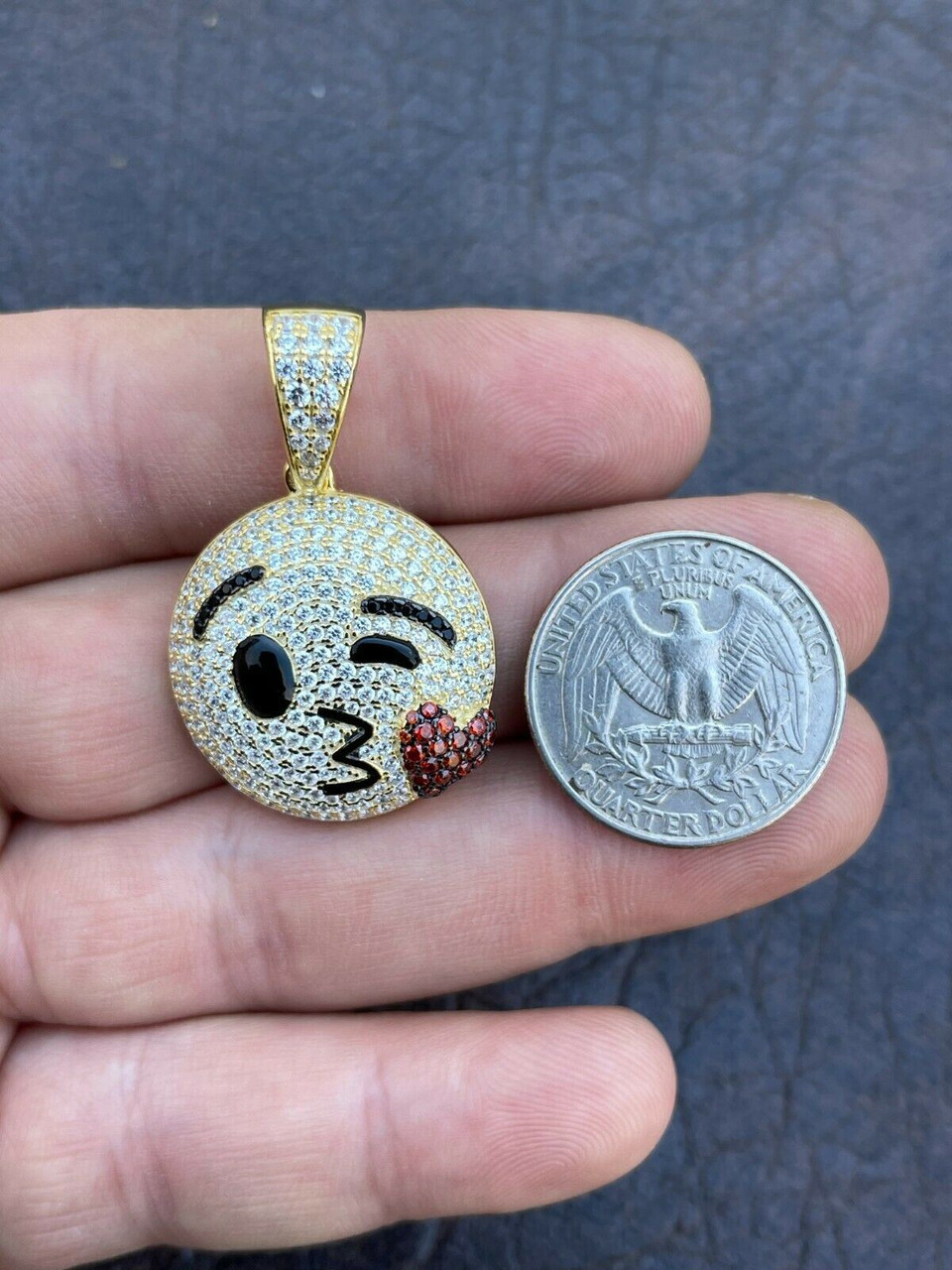 peace‥smile Real 925 Silver Hip Hop Cool Pendant Necklace Iced Smiley W