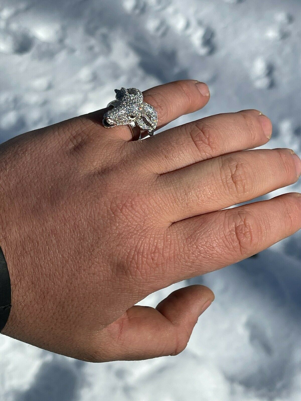 Real Solid 925 Sterling Silver Custom GOAT Ring Diamond Iced