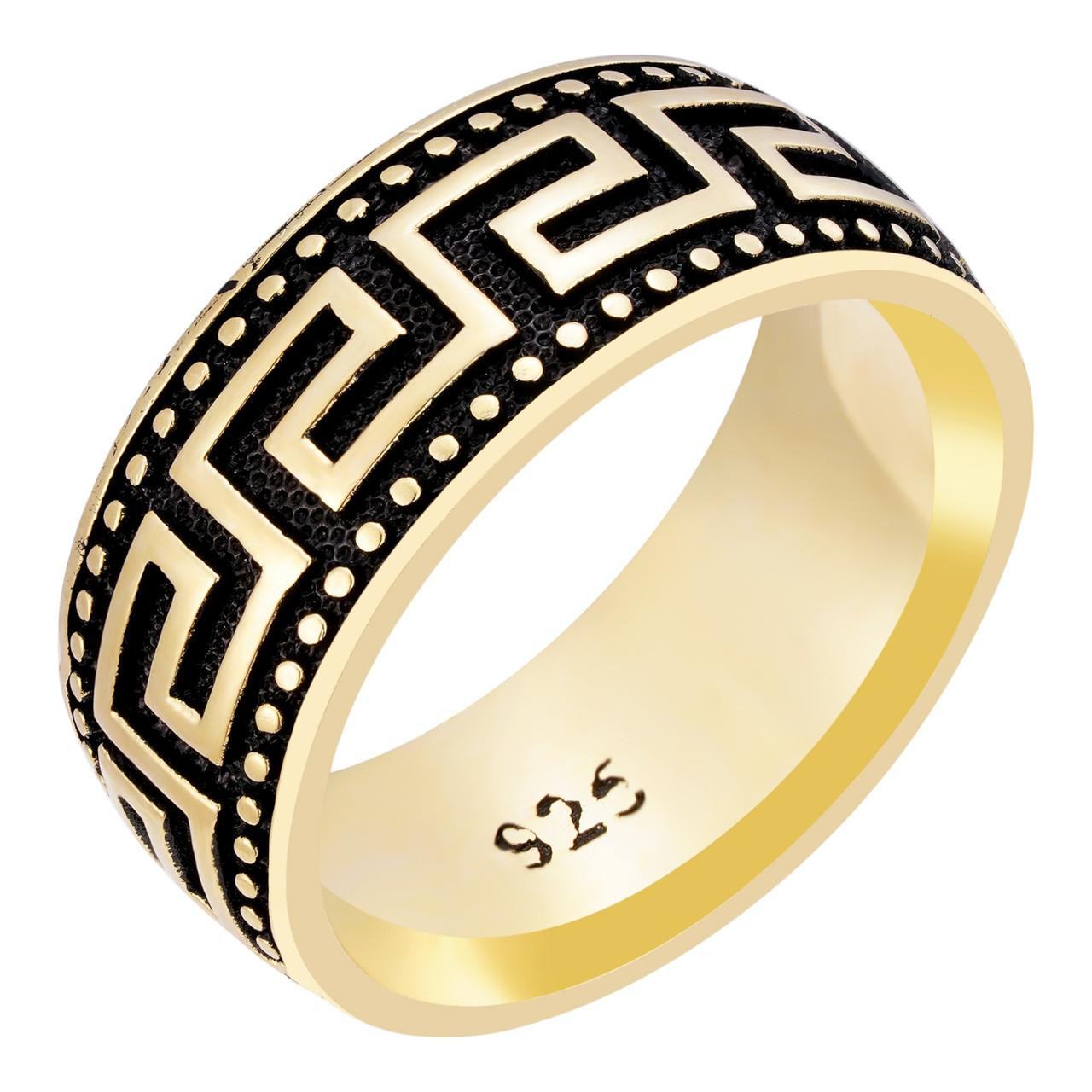 Band Ring Versace Gold Greek Ring Mens Plain Ring Real 14k Gold