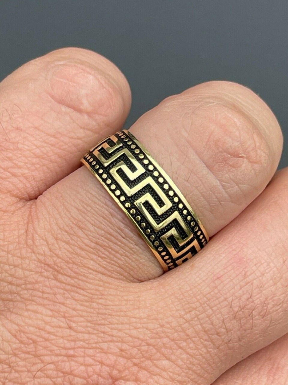 HOT 14k Gold Ring Versace Mens Pinky Ring Pinky Rings Greek