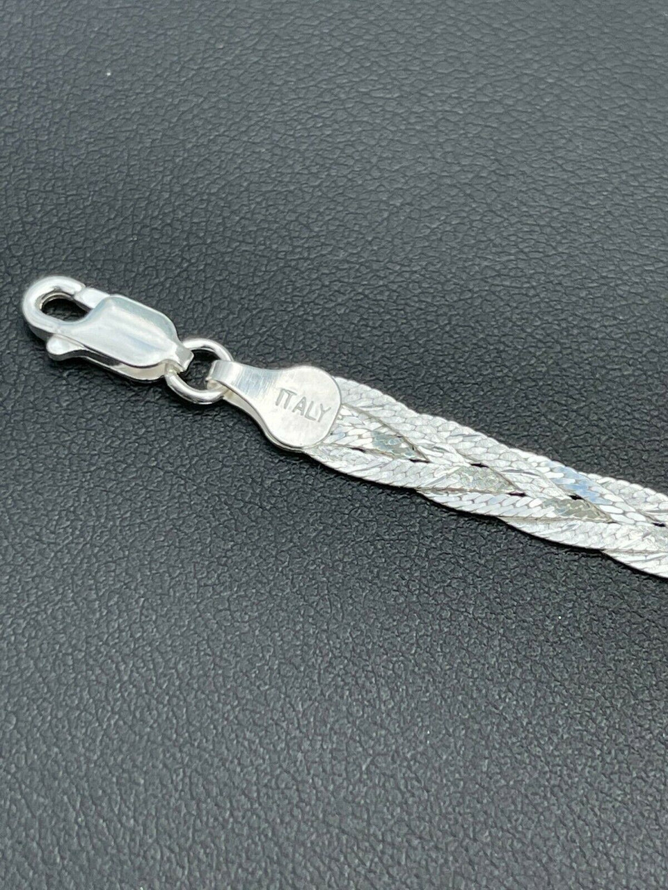 Solid 925 Sterling Silver Ladies 6mm Twisted Braided