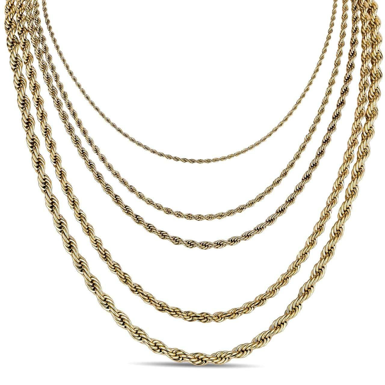 Cheap Gold Rope Chain Necklace - Stainless Steel