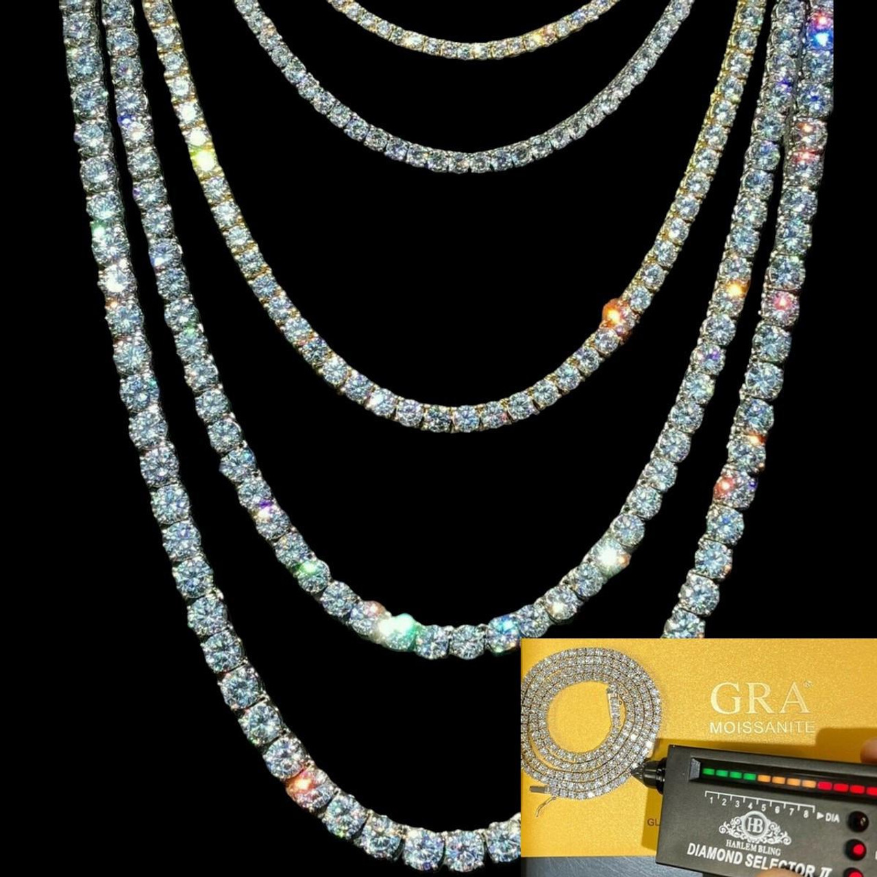 MOISSANITE Tennis Chain - 14k Gold, Rose Gold Or 925 Silver