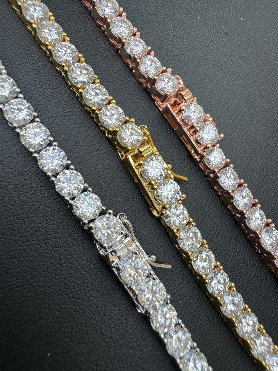 MOISSANITE Tennis Chain 14k Gold, Rose Gold Or 925 Silver