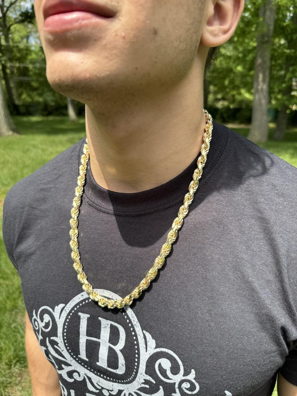 Chain 18k Gold 8mm Solid Gold Rope Chain 8mm Thick Men's Rope