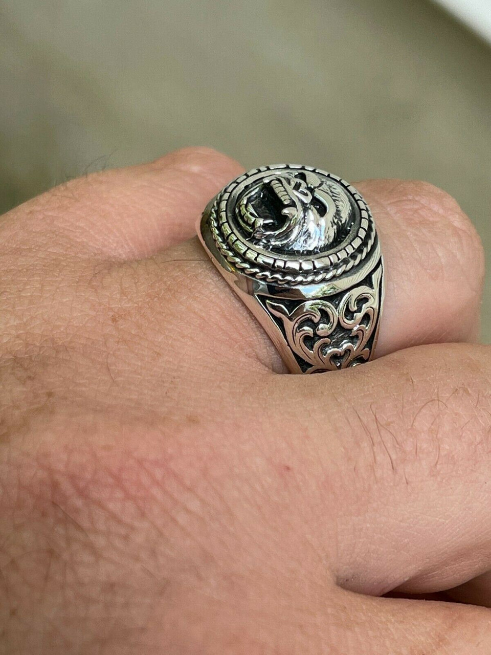 Real 925 Sterling Silver Mens Plain Gorilla Monkey Ape Ring