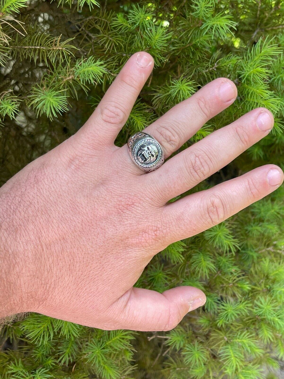 90s A&G スカルフレアリング　silver925 90s A&G スカルフレアリング silver925
