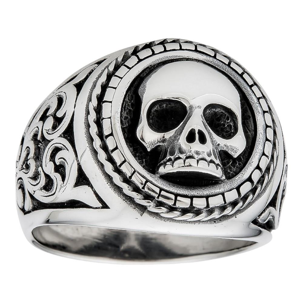 Armani Collection Skull Ring 925 Silver Oxidized Plain
