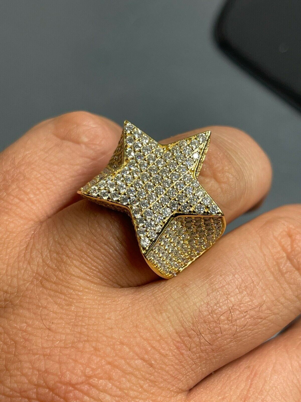 Hip Hop Vvs Star Ring MOISSANITE Star Ring Iced Out Rapper Hip Hop