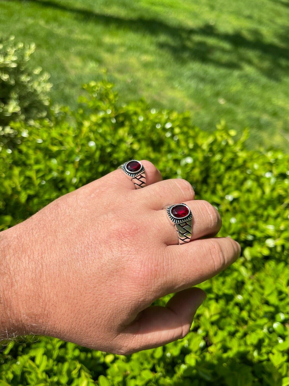 STERLING RUBY CHRON 美品 KARMA Artisan Crafted 2.35ctw Ruby (FF) Elongated Ring Sterling