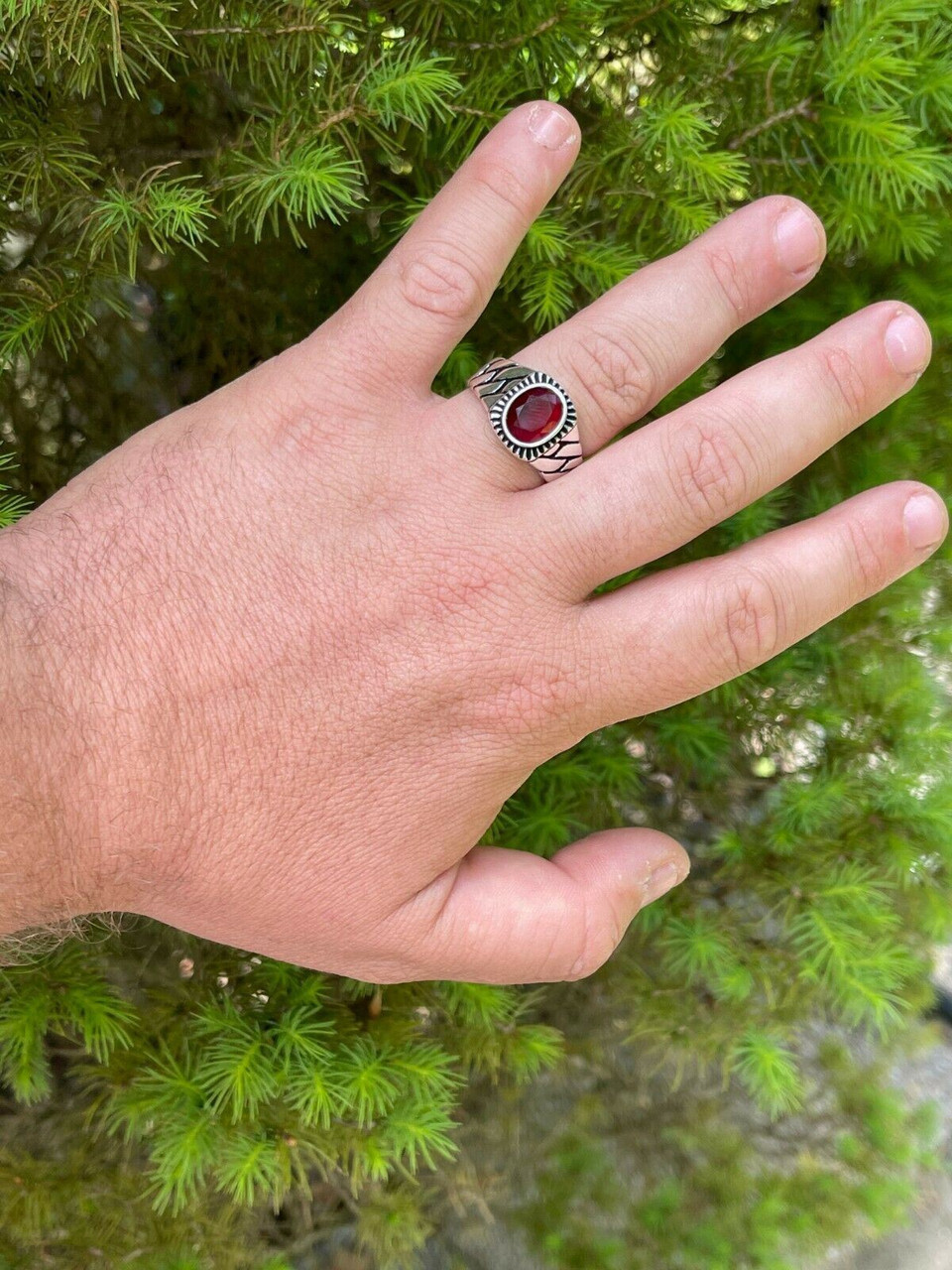 STERLING RUBY CHRON 美品 KARMA Artisan Crafted 2.35ctw Ruby (FF) Elongated Ring Sterling