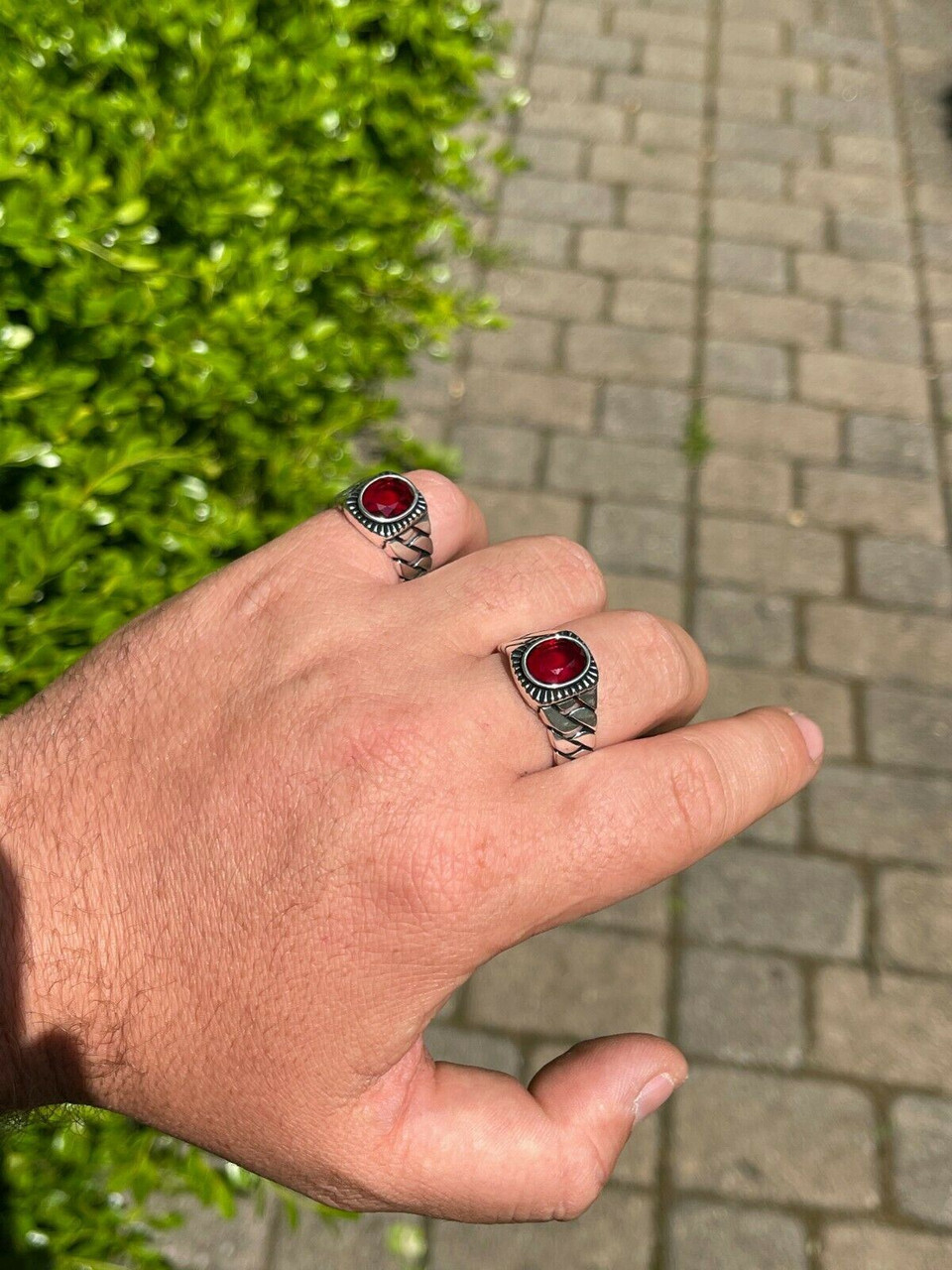 STERLING RUBY CHRON 美品 KARMA Artisan Crafted 2.35ctw Ruby (FF) Elongated Ring Sterling