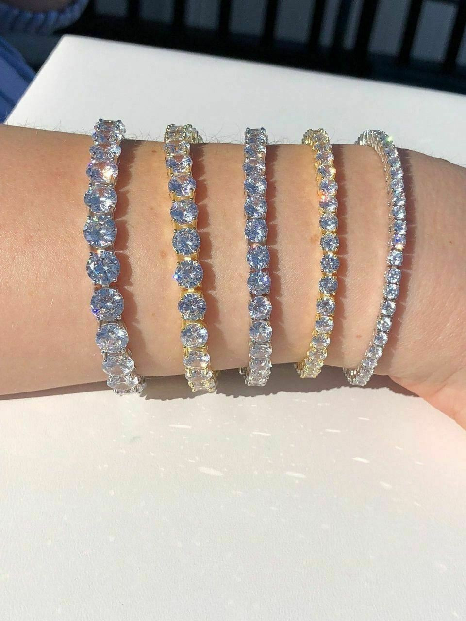 ◆HYERES LOR◆ Essence Silver (P) Crown Tennis Bracelet 3mm VTG Carolee Silver 3 Row Rhinestone Tennis Bracelet Signed 7
