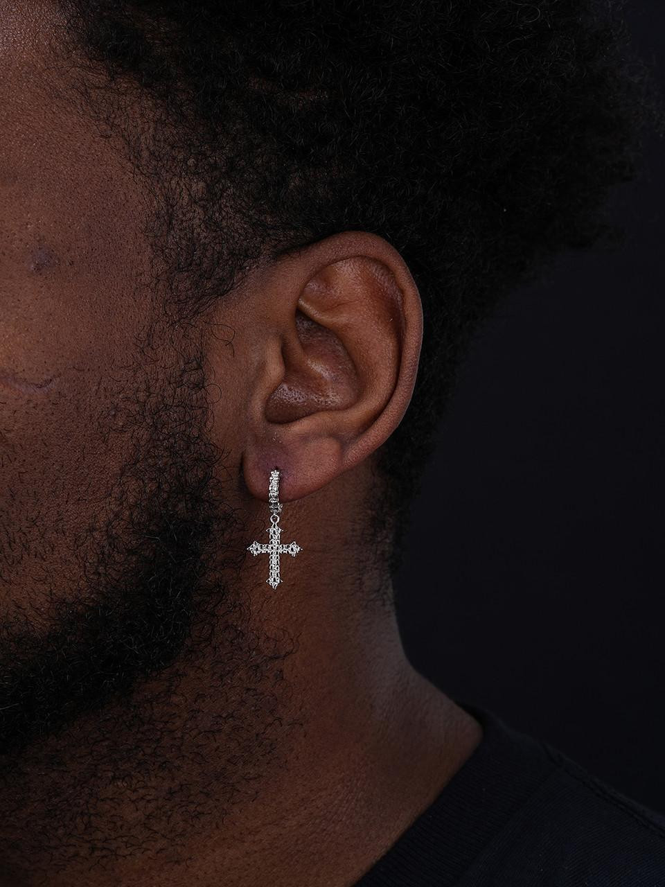 Real Solid 925 Sterling Silver Men Ladies Nugget Cross