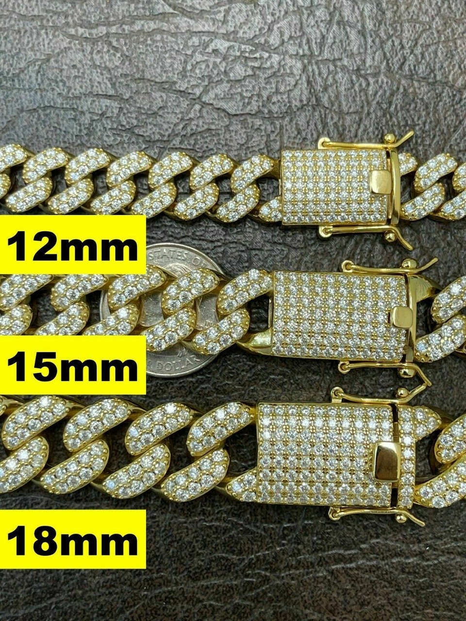 Real Miami Cuban Link Bracelet Iced Diamond Out 14k Gold