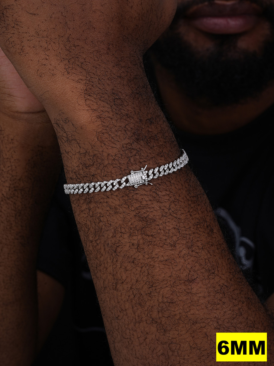 【BLACKPURPLE】24SS★ Luminary Mignon Bracelet 4mm BLACK MOISSANITE 8mm Real Miami Cuban Link Prong Bracelet