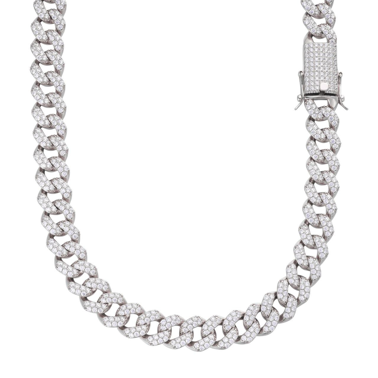 Real Miami Cuban Link Chain Iced MOISSANITE Solid 925 Sterling