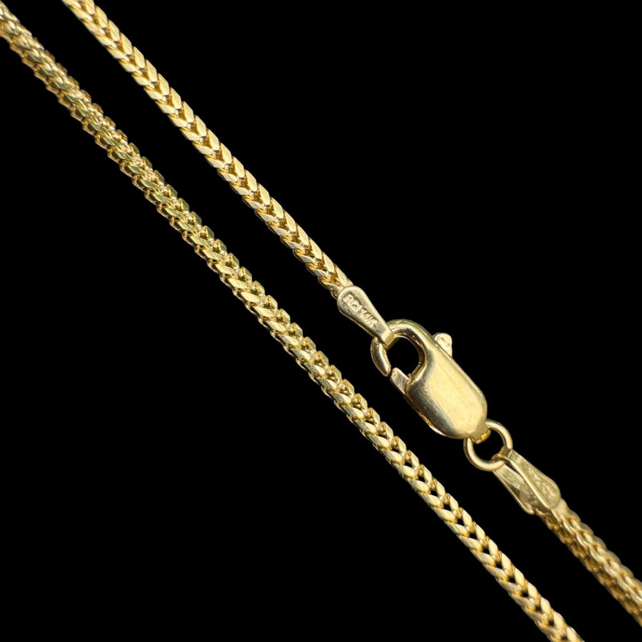 Solid 14k Gold Franco Link Chain Necklace For Pendant Mens