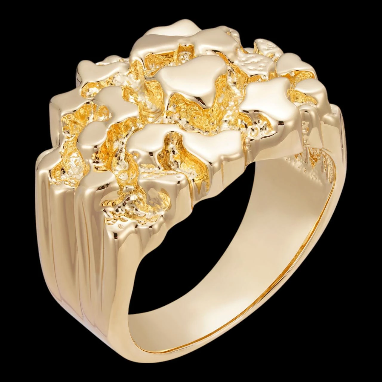 Men's Solid 14k Yellow Gold Heavy Nugget Ring Size 7 8 9 10 11 12 13 12 ...