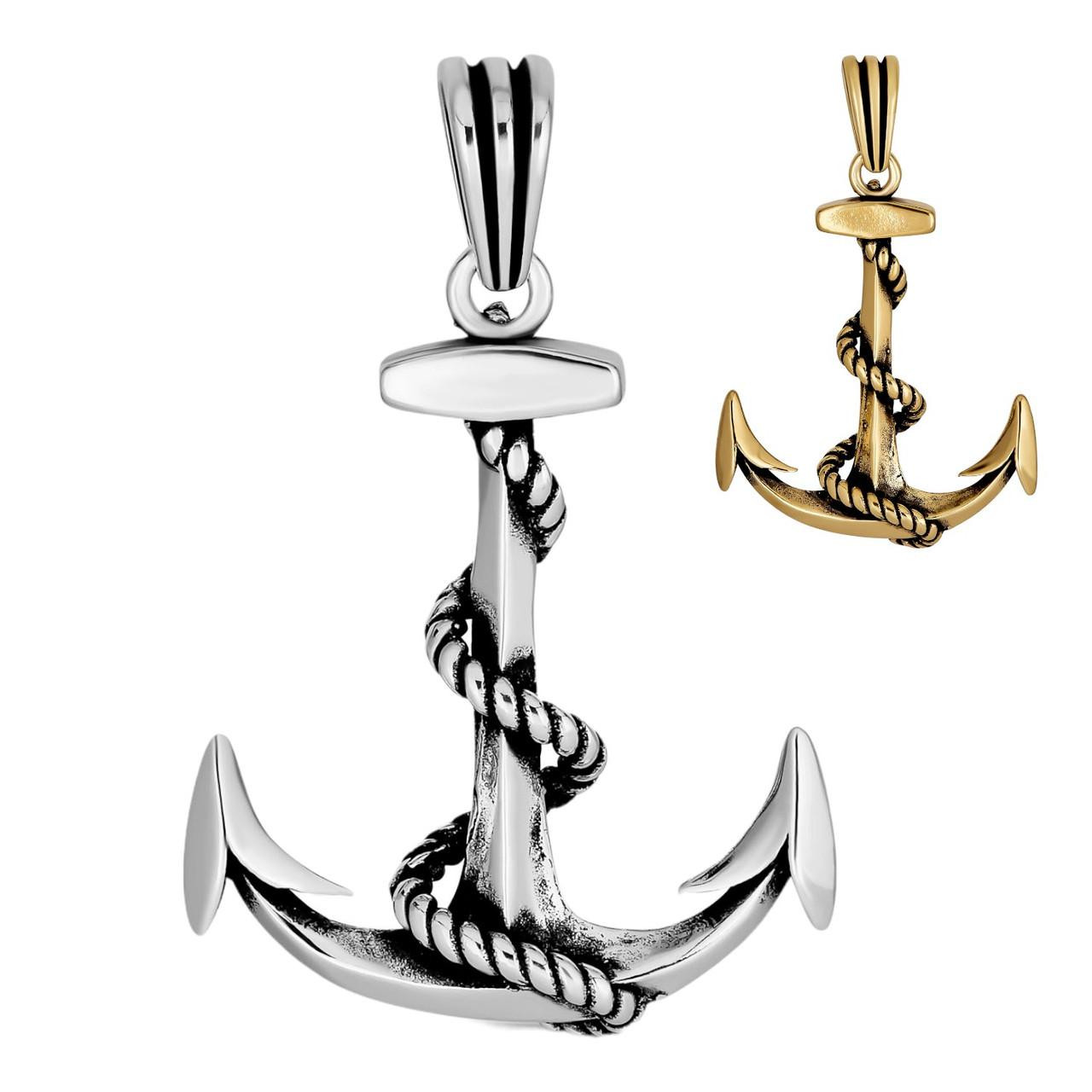 Mens Real 925 Sterling Silver Anchor Nautical Navy Pendant