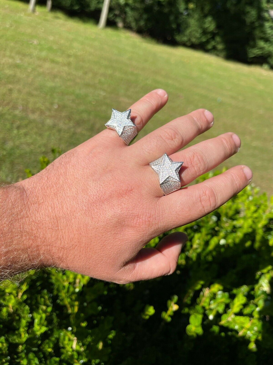 MOISSANITE Iced Out Star Ring For Men- 925 Silver