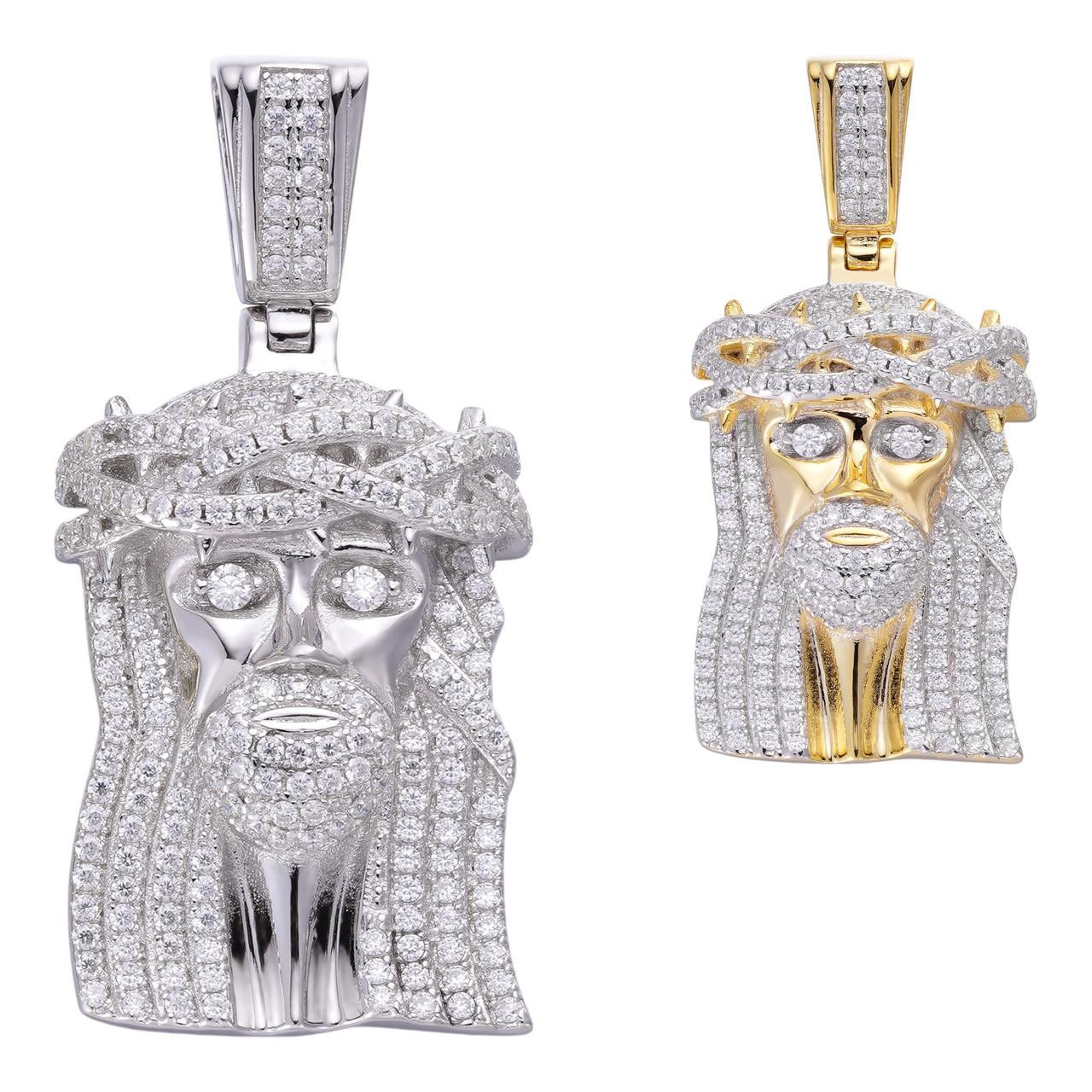 MOISSANITE Real 925 Silver Gold Small Jesus Piece Pendant