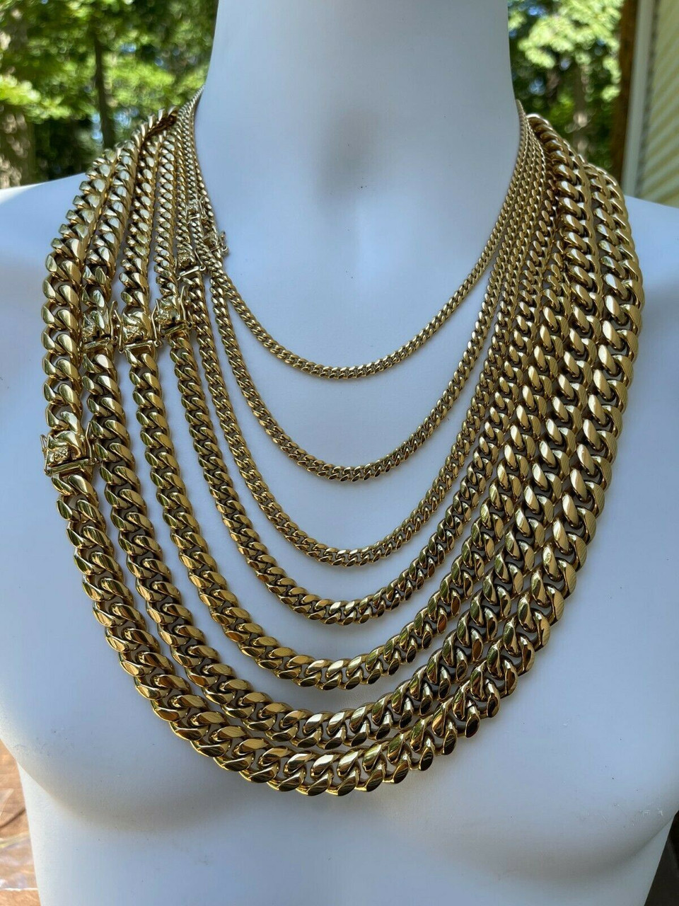 TK0914　14K cuban chain  ネックレス Miami Cuban Necklace | Stainless Steel Gold Cuban Link Chain