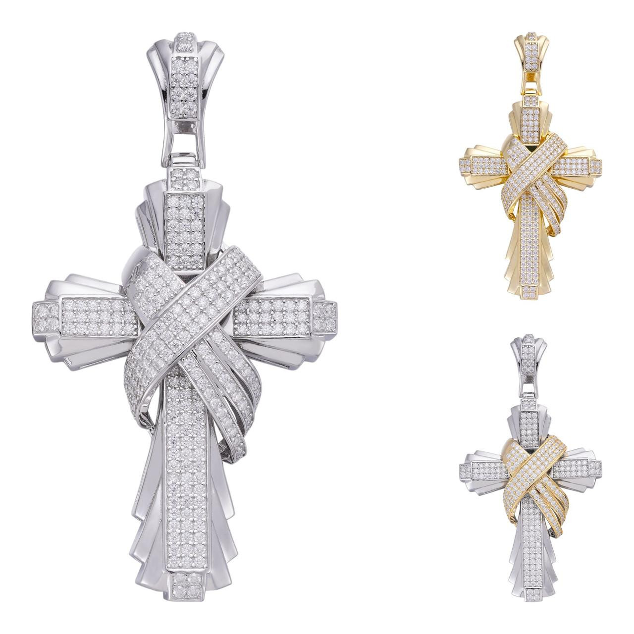 Iced Large Hip Hop Cross Pendant 925 Silver Gold MOISSANITE Pass