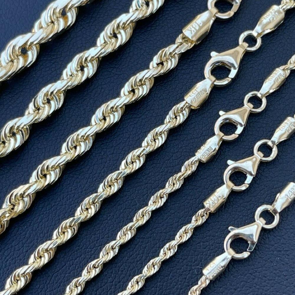 14k Rci Chain Men's Women's Real 14k Yellow Gold Solid Rope Chain