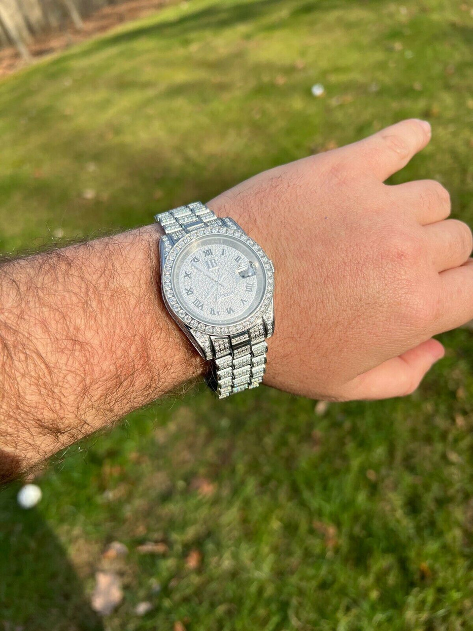 Stainless Steel Bust Down Rolex Mens Vvs How Much Does A Bust Down