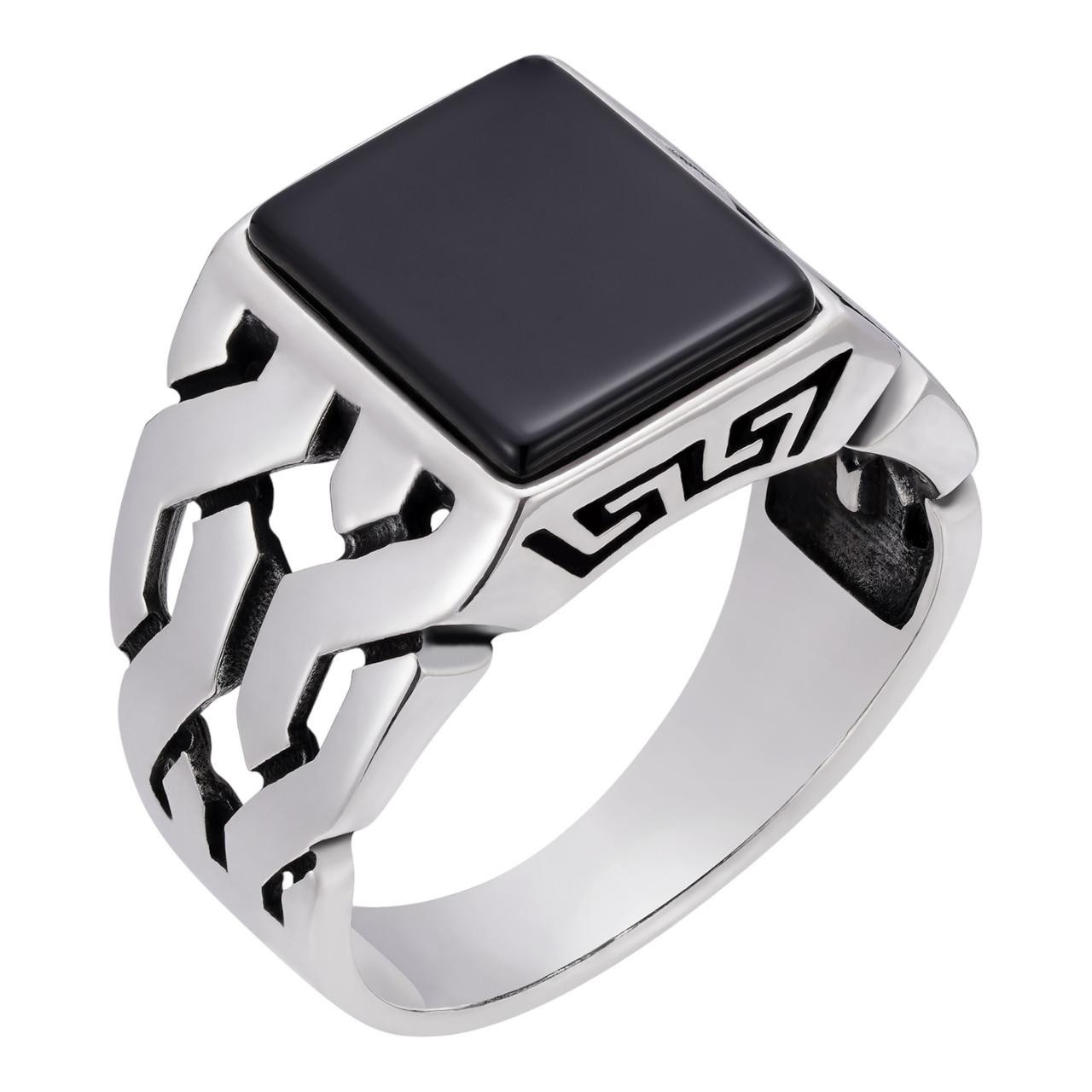 Mens Real Solid 925 Sterling Silver Black Onyx Gem Stone Ring 7-13