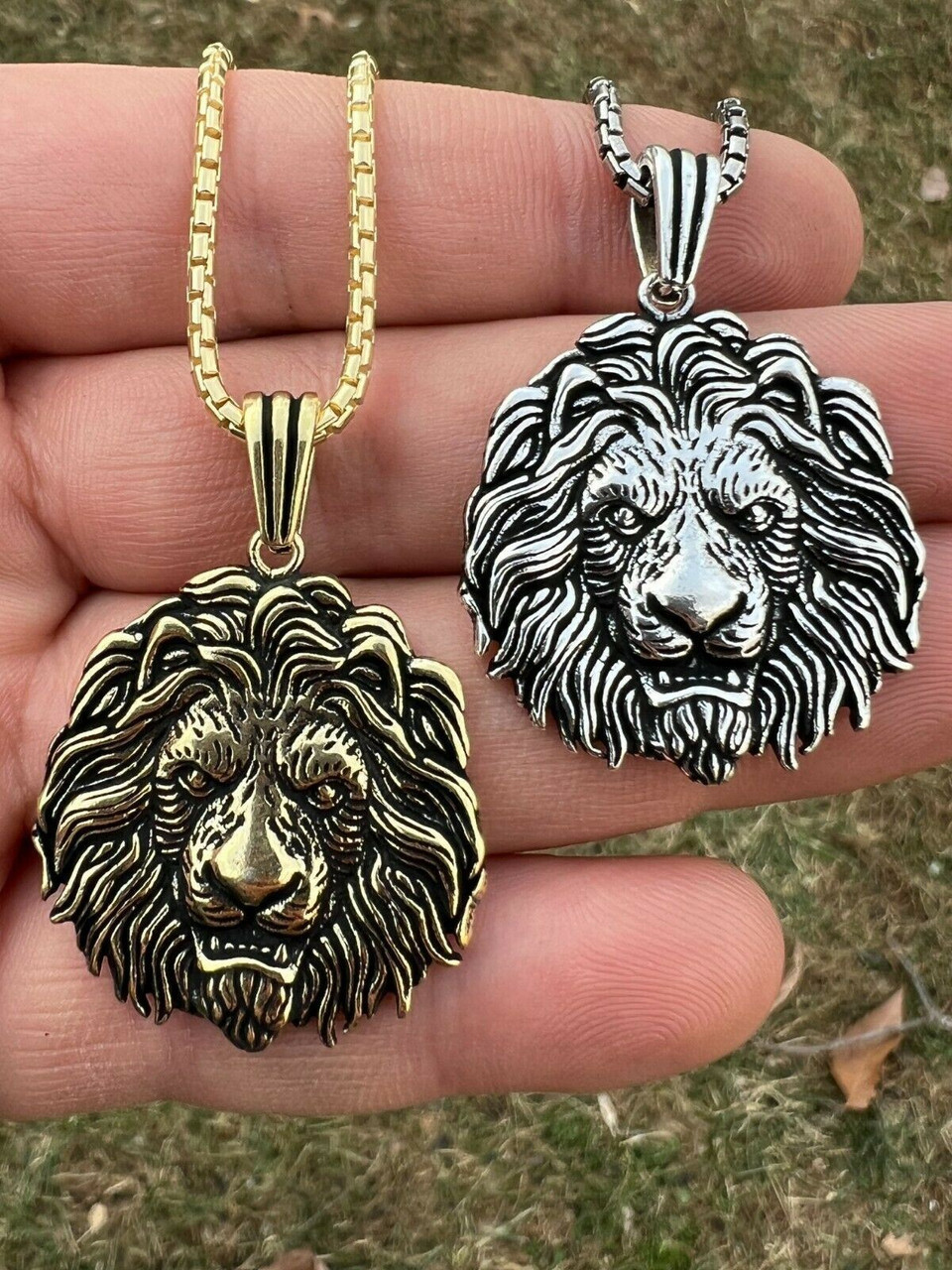 Real Solid 925 Sterling Silver / Gold Rasta African Lion Leo