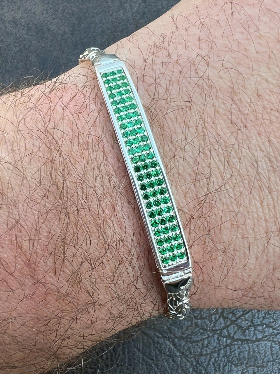 ブレスレット ROMANTINUER SN94 BRACELET Men Byzantine Presidential ID Bracelet Real 925 Silver Iced