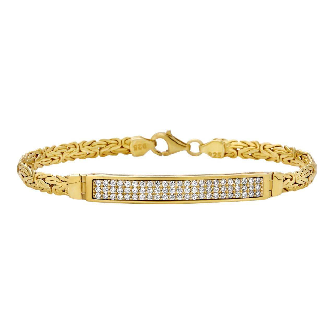 Men Presidential ID Bracelet 14k Gold Vermeil 925 Silver