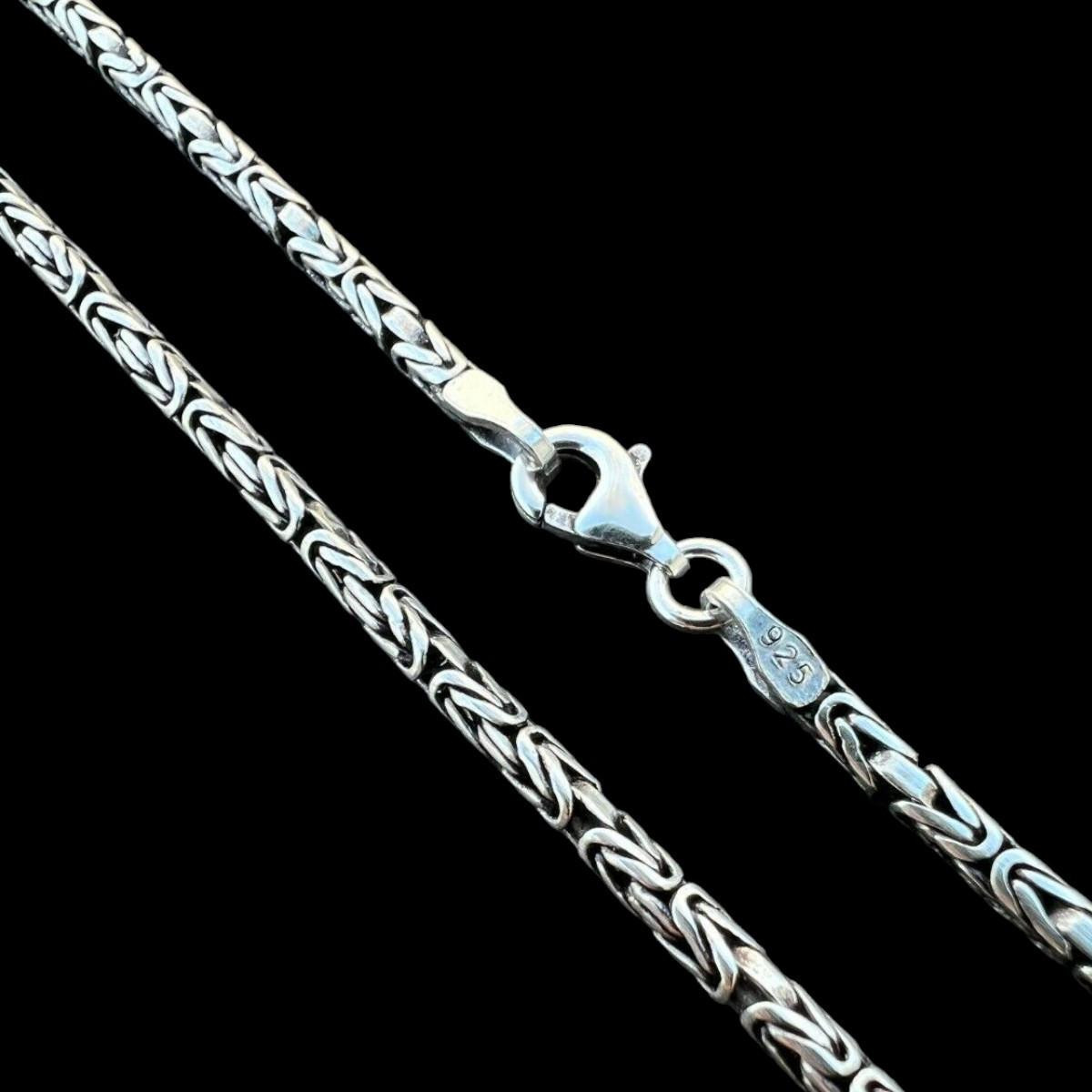 Solid 925 Sterling Silver Black Rhodium Byzantine Rope Chain