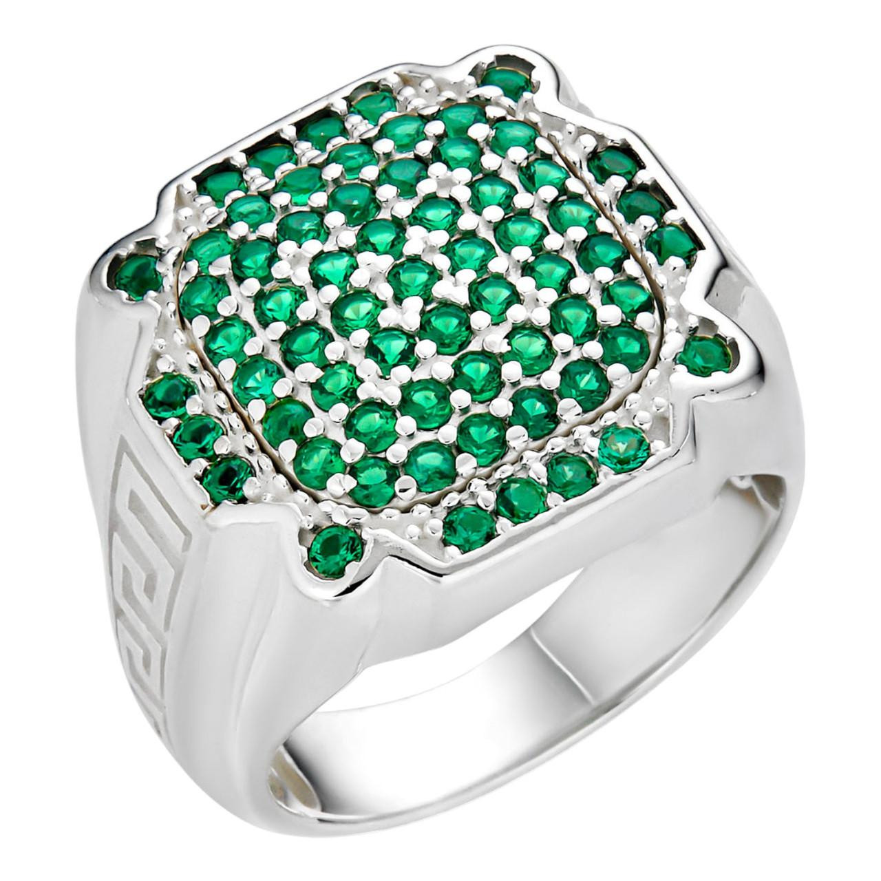 Panna Stone Sterling Silver Rings With Green Stones Mens Real