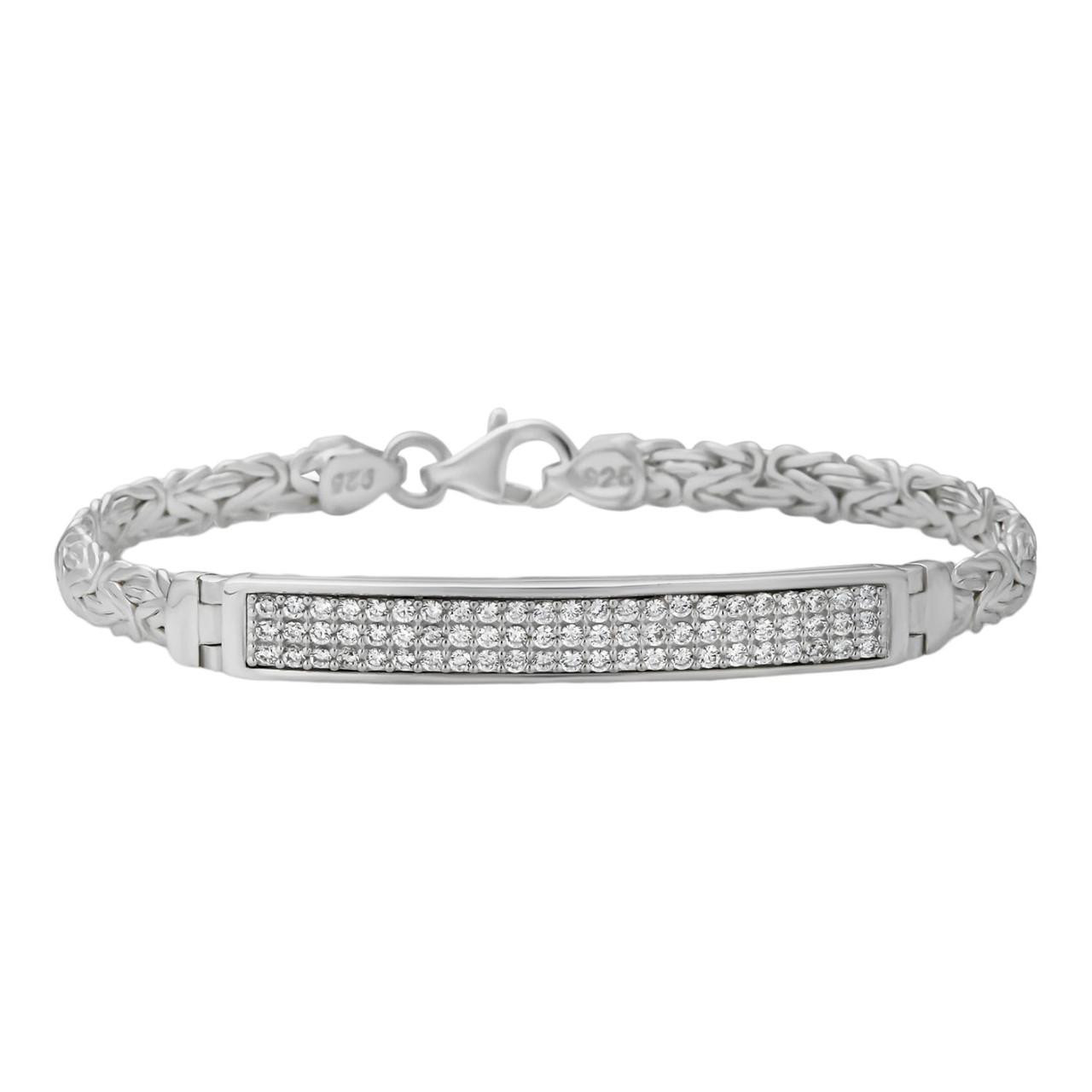 Men's Byzantine Presidential ID Bracelet Real 925 Silver