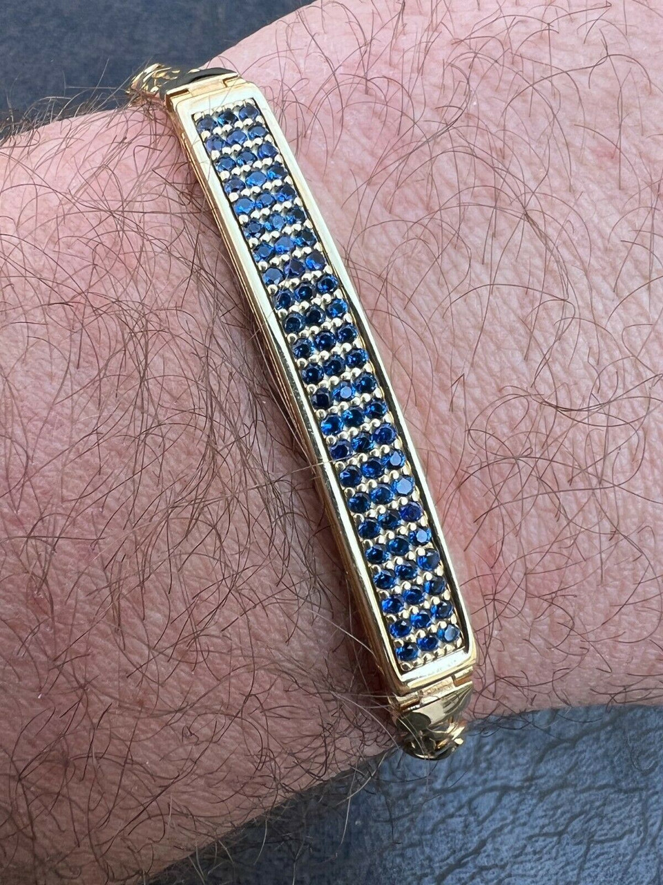 Men's Real Presidential ID Bracelet 14k Gold Vermeil Silver