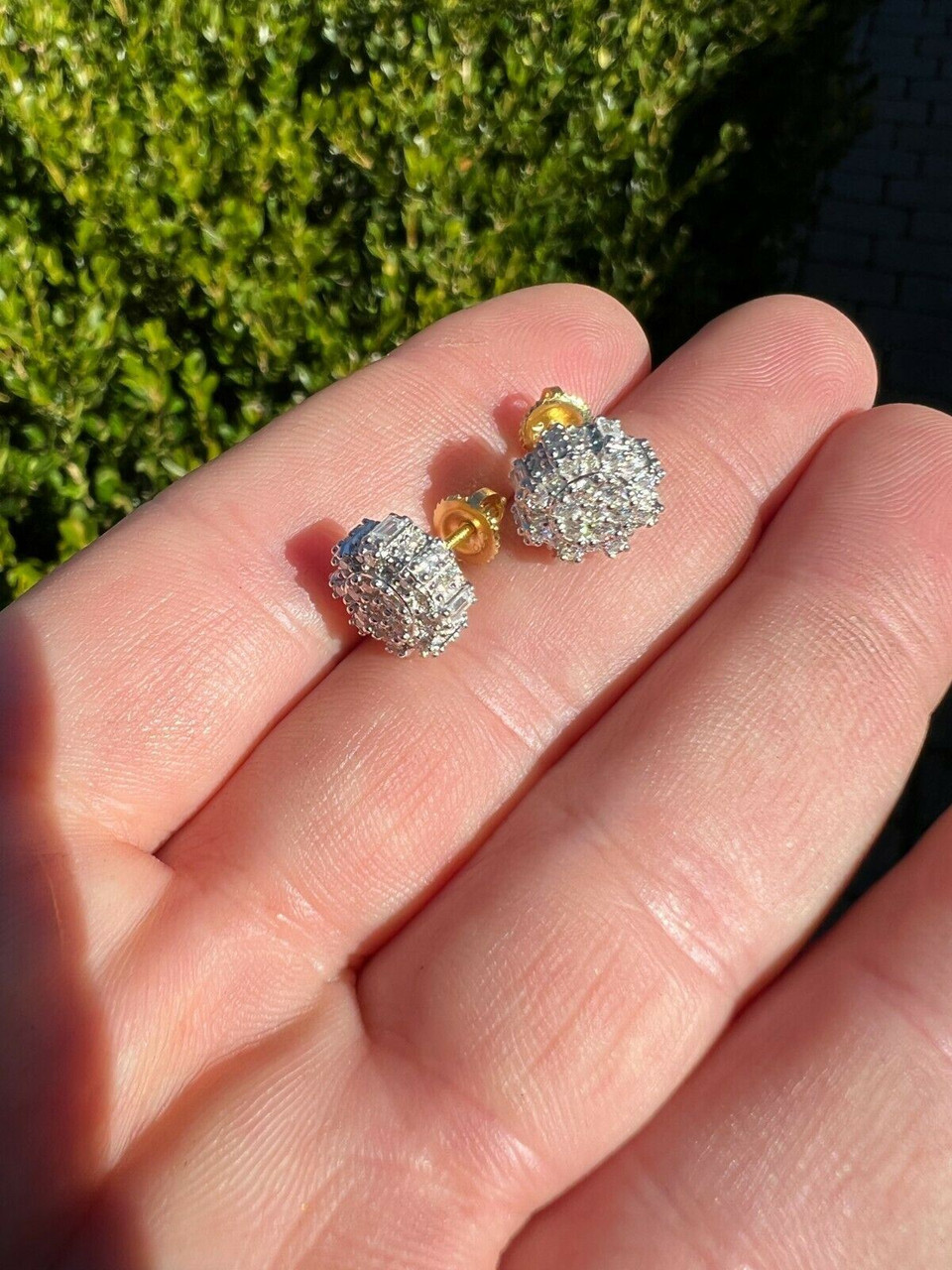 Men's 14k Gold Plated 925 Sterling Silver Nugget Cz Iced