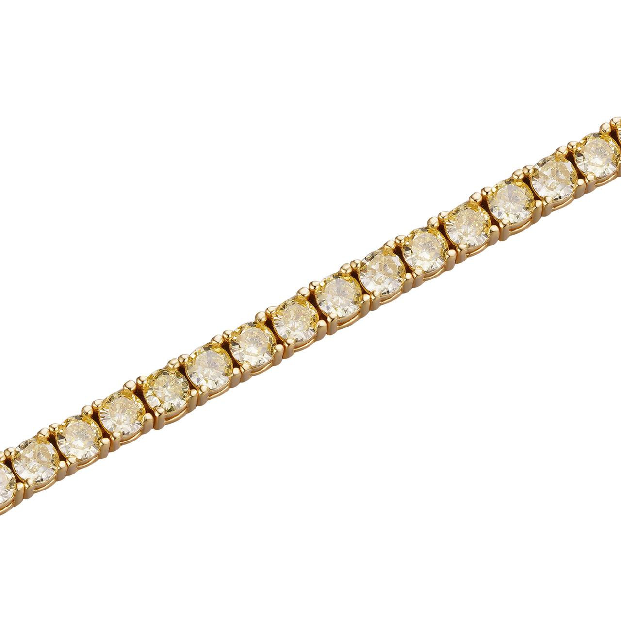 Tennis Chain Iced 14k Gold Vermeil 925 Silver Yellow Canary