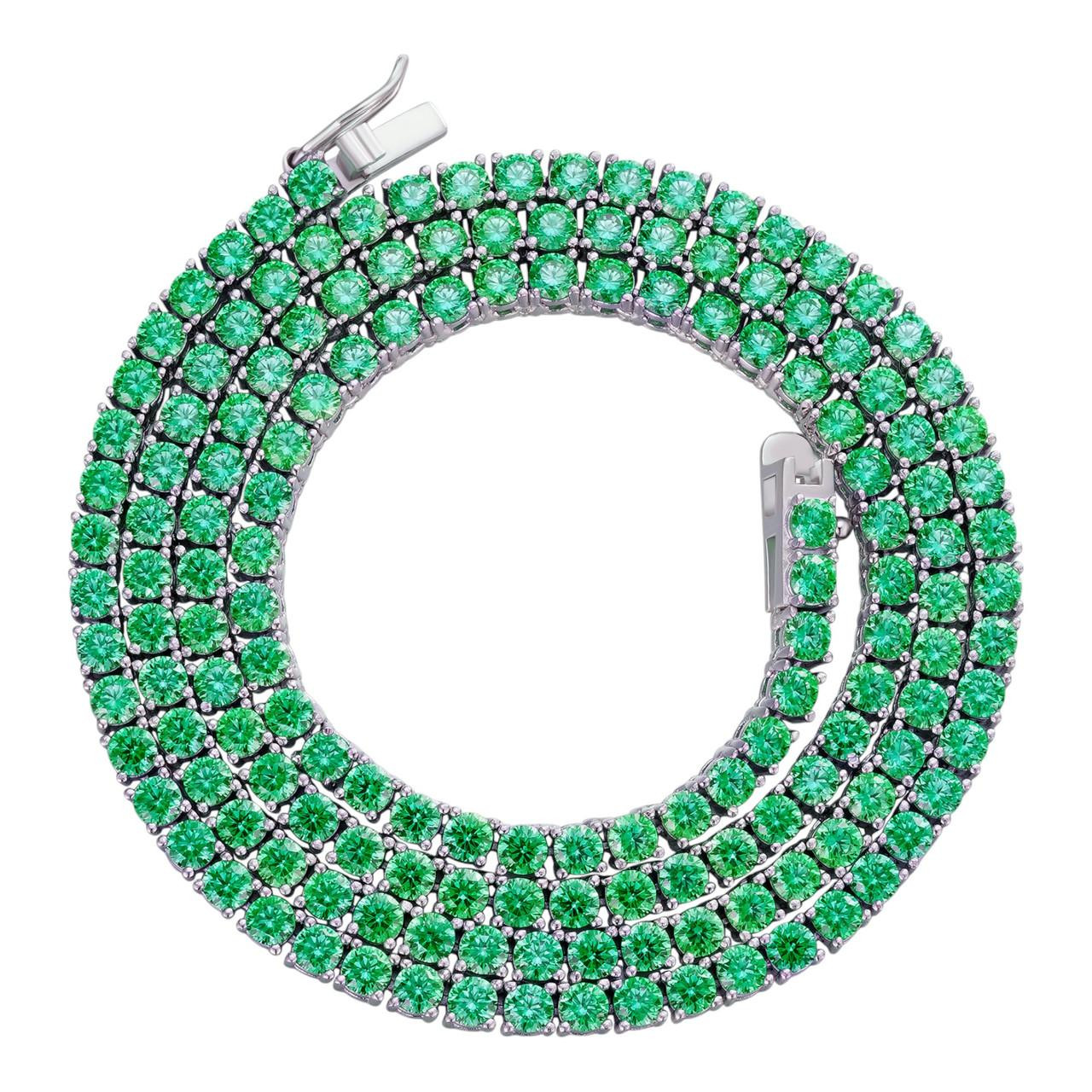 ベストセラー♪【CRAFTD London】Green Tennis Chain Silver 3mm Silver Tennis Chain Necklace 3mm | CRAFTD London